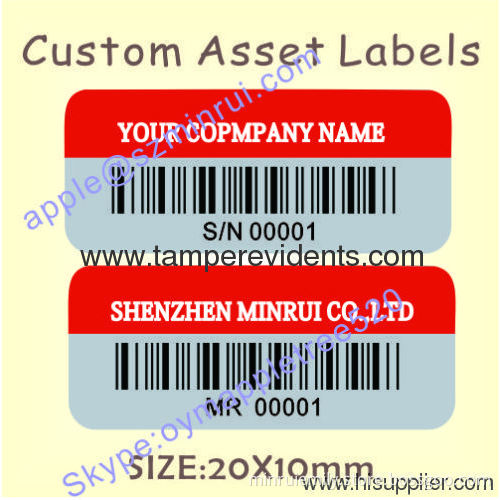 Custom Destructive Asset Label,warranty Void If Remove Sticker For Asset Tracking,silver Pet Property Stickers